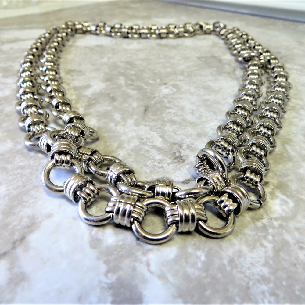 Fancy Link Bold Runway Glam Statement Necklace